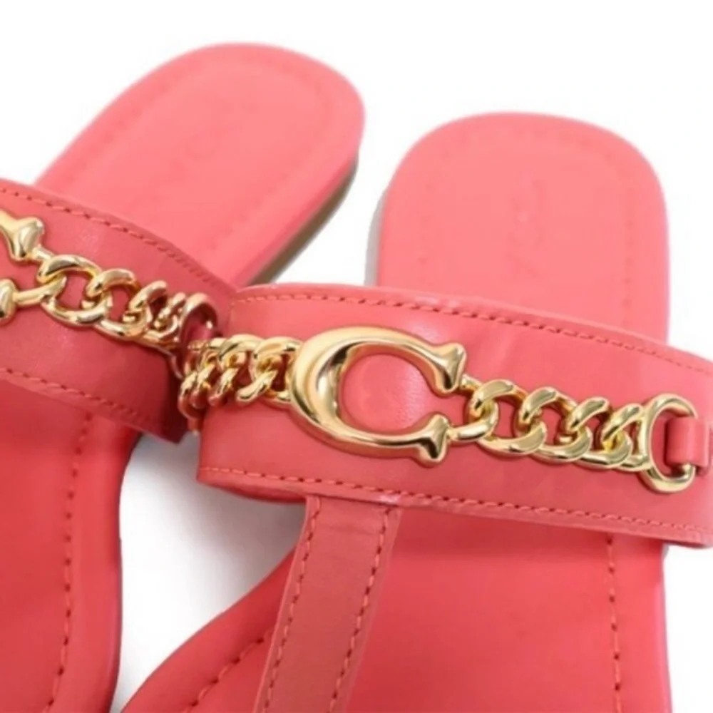 ✨Host Pick✨ Coach Jaclyn Leather Chain Thong Sandals